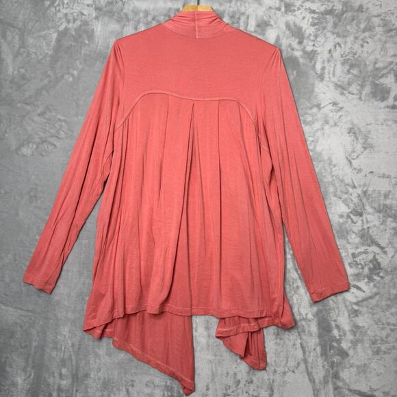 Logo Layers by Lori Goldstein Cardigan Womens Large Coral Open Front Knit - Picture 2 of 11